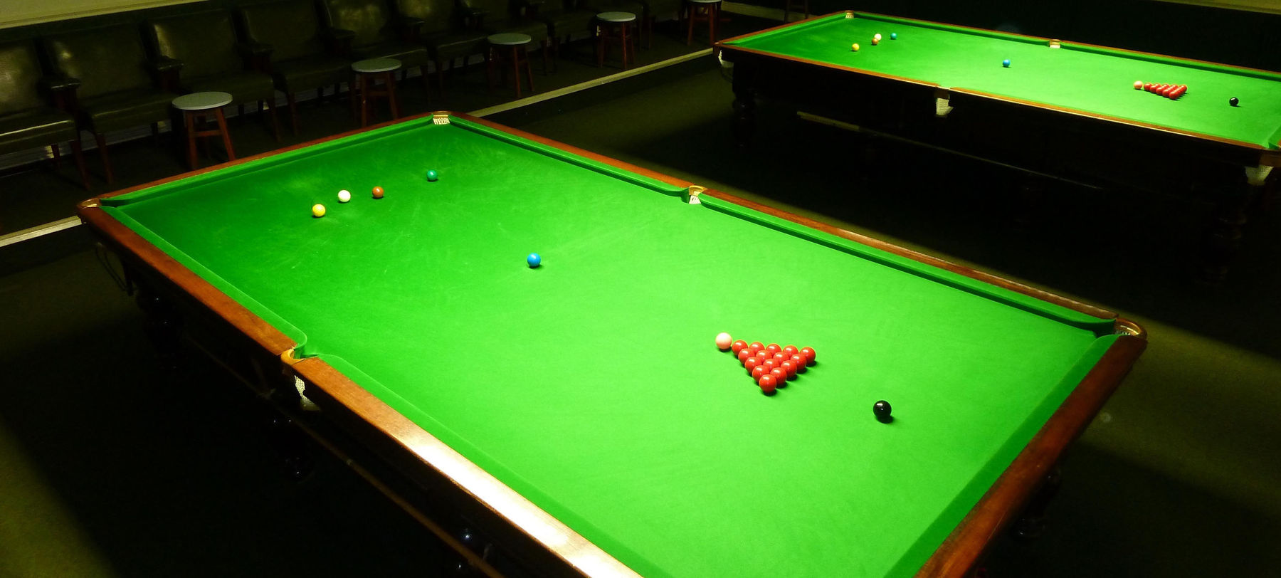 Snooker table set up for a league match